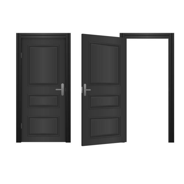 istock Open, closed front door of the house. 1330941226