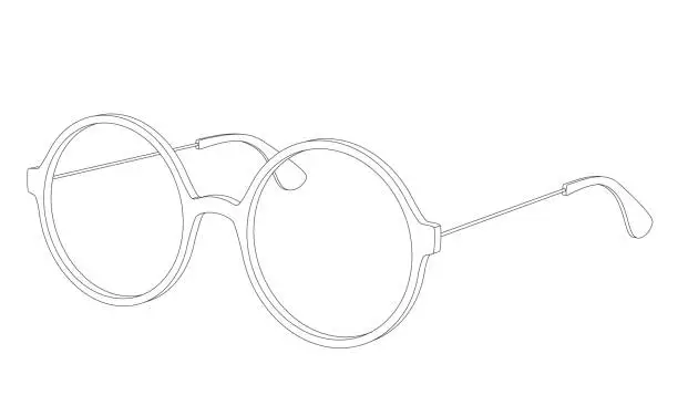 Vector illustration of Vector simple round glasses, spectacles