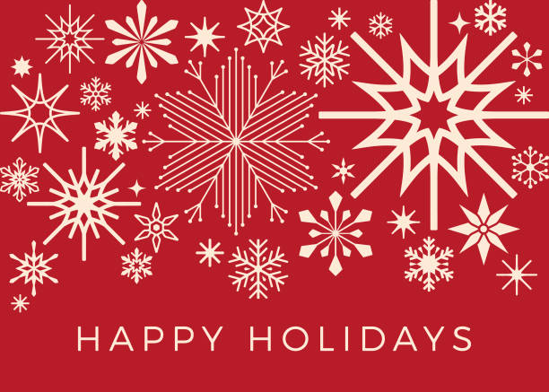 ilustraciones, imágenes clip art, dibujos animados e iconos de stock de fondo gráfico moderno de la tarjeta de vacaciones de copo de nieve - felicitacion navidad