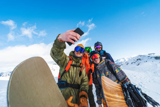 istock Friends making selfie in winter mountains 1330949058