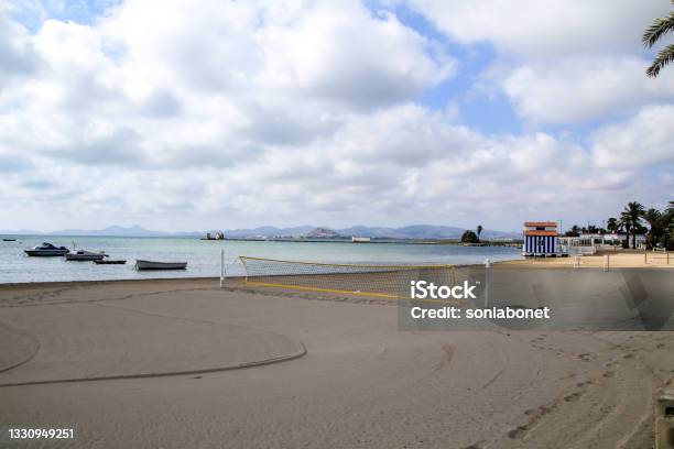 La Concha Beach In Los Alcazares Village On A Sunny Day Stock Photo - Download Image Now