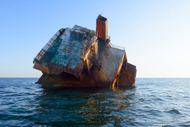 istock The rusty part of a stranded ship in the open sea 1330949291