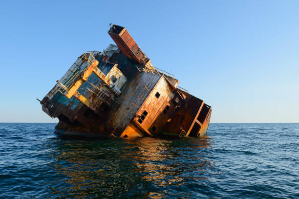 istock The rusty part of a stranded ship in the open sea 1330949366