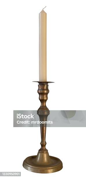 Isolated Candle And Candlestick Stock Photo - Download Image Now - Candle, Candlestick Holder, Cut Out
