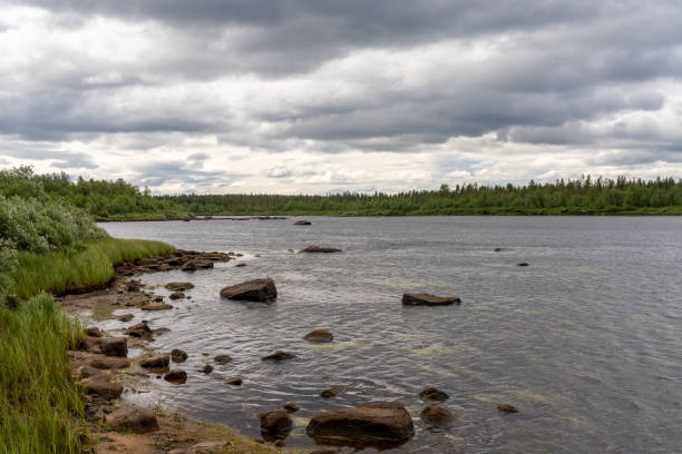 istock idyllic river landscape with reeds and rocks in the foreground 1330951778
