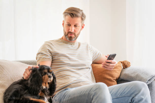 istock Handsome man relaxing on the couch at home and text messaging 1330952459