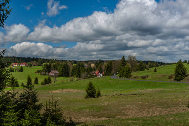 istock Prebuz village with fresh meadows and forests in spring day 1330959283