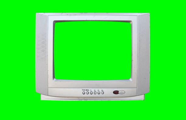 istock Vintage Television with Chroma Green Screen and Background 1330960463