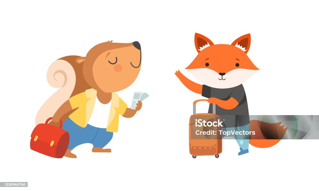 Cute Traveling Baby Animals Set Amusing Fox And Squirrel Characters Going On Trip Cartoon Vector Illustration Stock Illustration - Download Image Now - iStock Cute Traveling Baby Animals Set Amusing Fox And Squirrel Characters Going On Trip Cartoon Vector Illustration Stock Illustration - Download Image Now - iStock