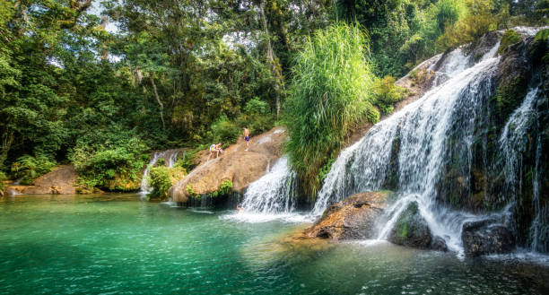 poceta de cristal waterfalls in el nicho, cuba - ecological reserve fotografías e imágenes de stock