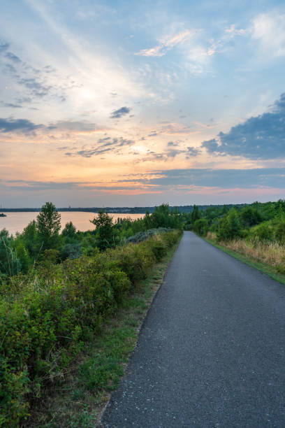 istock Road at a lake in summer 1330963192