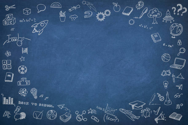 istock Chalkboard with Back To School Symbols 1330963948