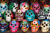 Mexican Souvenir Painted Skulls, Cancun, Mexico