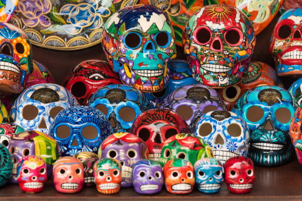 istock Mexican Souvenir Painted Skulls, Cancun, Mexico 1330964228