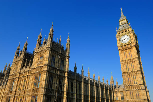 casas del parlamento, westminster, londres, inglaterra, reino unido - building exterior day tower clock fotografías e imágenes de stock