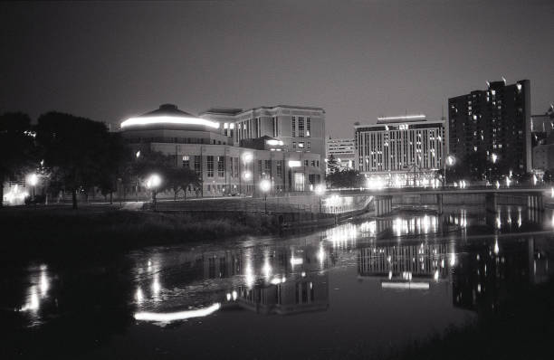istock Downtown Rochester, MN at Night Reflection Shot 1330977172