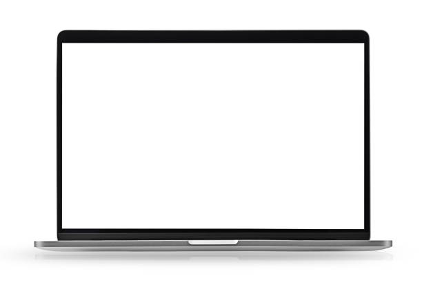 istock Laptop isolated on white background. Laptop with empty space, front view 1330979527