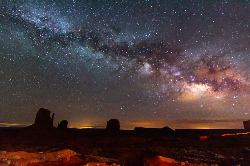 Milky Way Starry Night Sky Over Monument Valley
