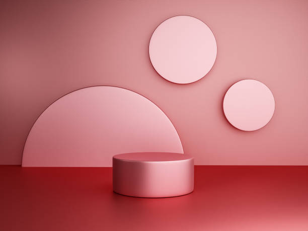 istock Scene with pink color podium for mock up presentation in minimalism style with copy space, 3d render abstract background design 1330984097