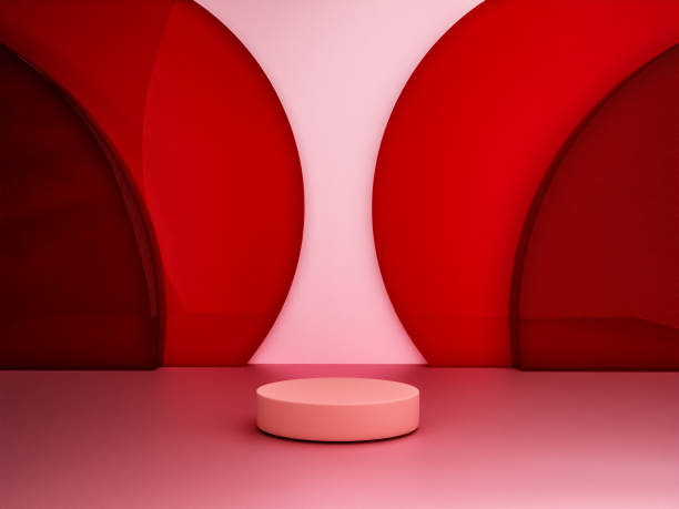 istock Scene with pink color podium for mock up presentation in minimalism style with copy space, 3d render abstract background design 1330984108