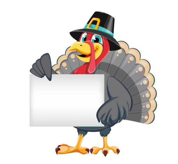 istock Happy Thanksgiving. Funny cartoon turkey bird 1330985026
