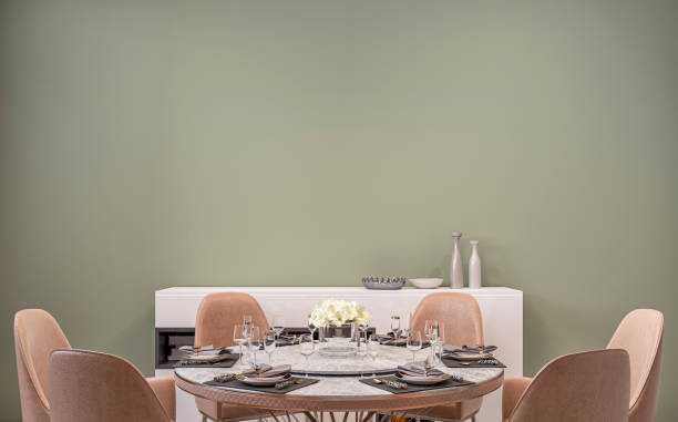istock Modern luxury dining room with round table and decoration 1330985248