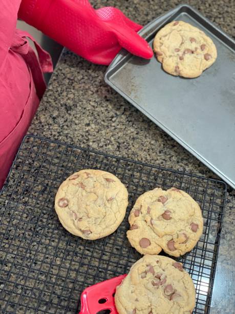 istock Overhead View Homemade Chocolate Chip Cookies, Home Baking Concept 1330987185