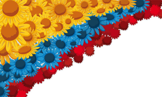 ilustrações de stock, clip art, desenhos animados e ícones de colombian flag design made with flowers - flower parade