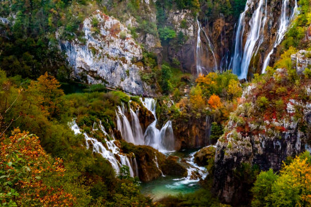 istock Plitvice Main Waterfalls in Plitvice Lakes National Park at fall, Plitvice Jezera, Croatia 1330994746