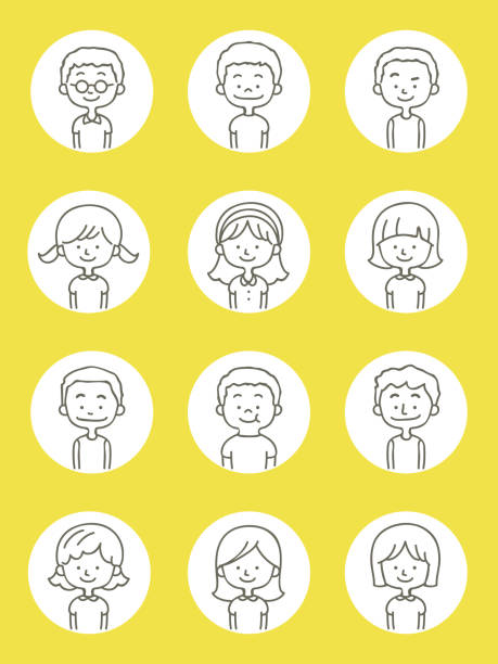 Cute avatar icons of boys and girls in thin-line style Emoticons characters vector art illustration.
Cute avatar icons of boys and girls in thin-line style. black and white anime girl stock illustrations