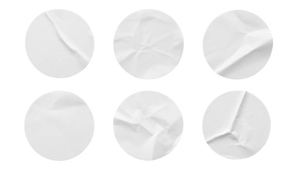 istock Blank white round paper sticker label set collection isolated on white background 1330997008