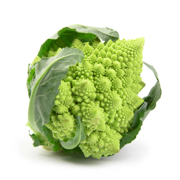 romanesco broccoli isolated on white background romanesco broccoli isolated on white background. fractal plant cabbage textured stock pictures, royalty-free photos & images