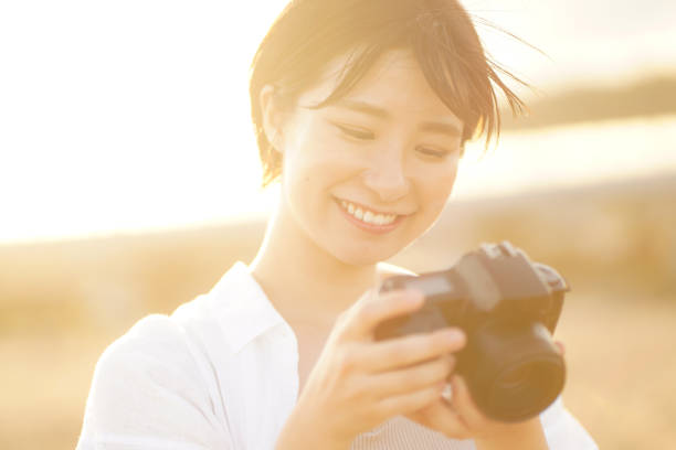 Woman viewing the captured image