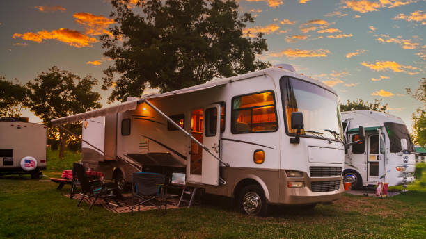istock Rv at a resort at sundown 1331002714