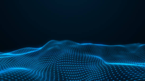 istock Abstract flowing smooth Plexus fractal waves background. Grid, mesh of dots and lines. 1331005468