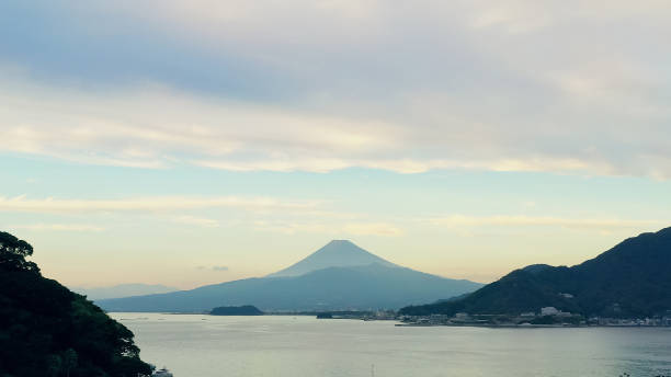 Mt. Fuji and ocean. Aerial view.