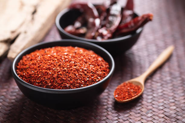 istock Red chili pepper powder in a bowl with spoon 1331009570