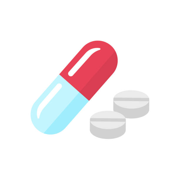 ilustraciones, imágenes clip art, dibujos animados e iconos de stock de medicina, farmacia, ilustración del icono del vector de la cápsula - pills