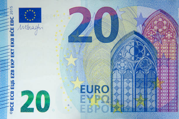 Euro banknotes, European currency money, european union economic crisis concept. stock photo