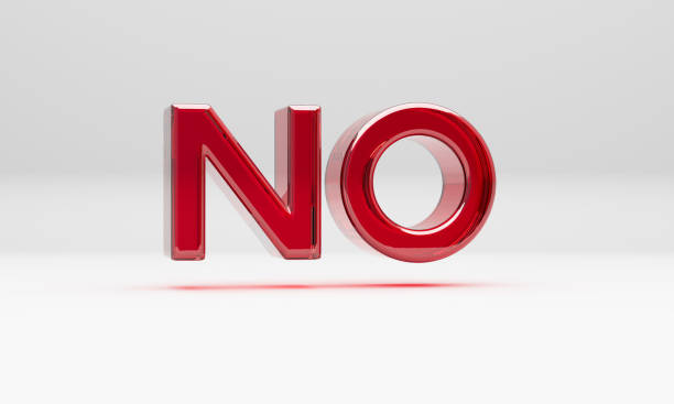 istock Modern 3D Rendered Red Glass NO answer text over white Background 1331019416