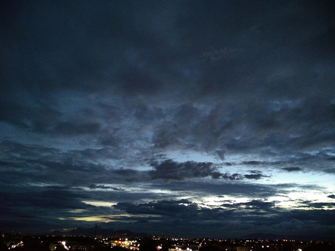 Blue sky with dusk coming. Neighborhood known as Damas, traditional place in Fortaleza, Brazil.