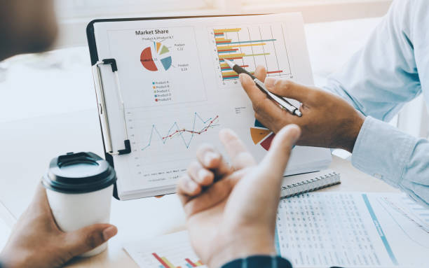 istock Business team collaboration discussing presentation and brainstorming to strategy planning making a profit of the company, working analyzing and financial data with marketing growth report graph 1331030790
