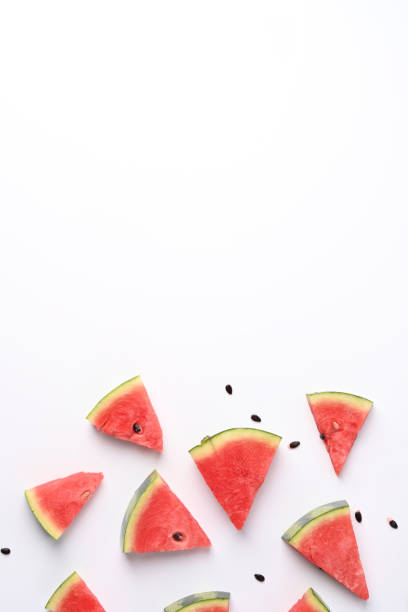 istock Sliced watermelon and seeds on white background. 1331031574
