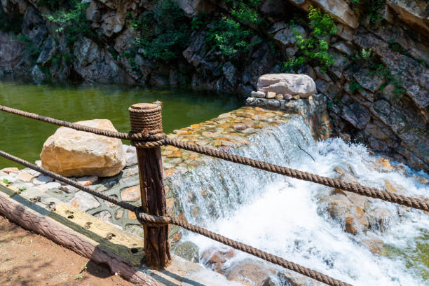Waterfalls and streams in the mountains