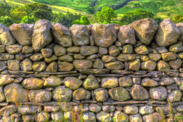Photo of Dry stone wall the Lake District National Park Cumbria uk traditional structure with no mortar