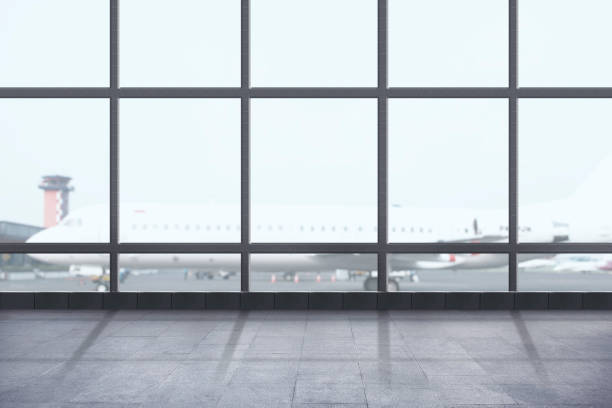 istock Airport terminal view with the plane 1331039410