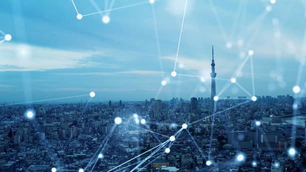 istock Smart city and communication network concept. Digital transformation. 1331040296