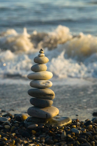 istock A beautiful pyramid made of stones on the seashore. 1331042724