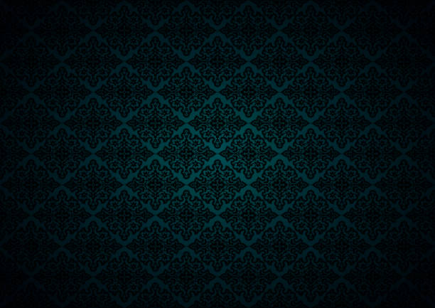 istock Vintage gothic background dark cyan with black, blue-green with classic Indian-Persian ornament 1331042813