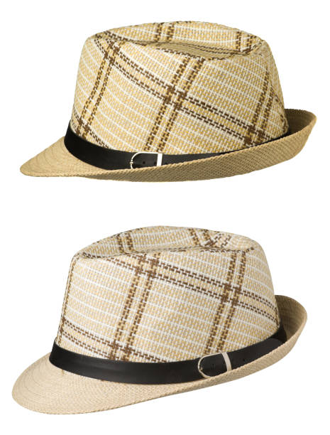 istock hat with a brim isolated on white background .beige hat into the cell 1331046616
